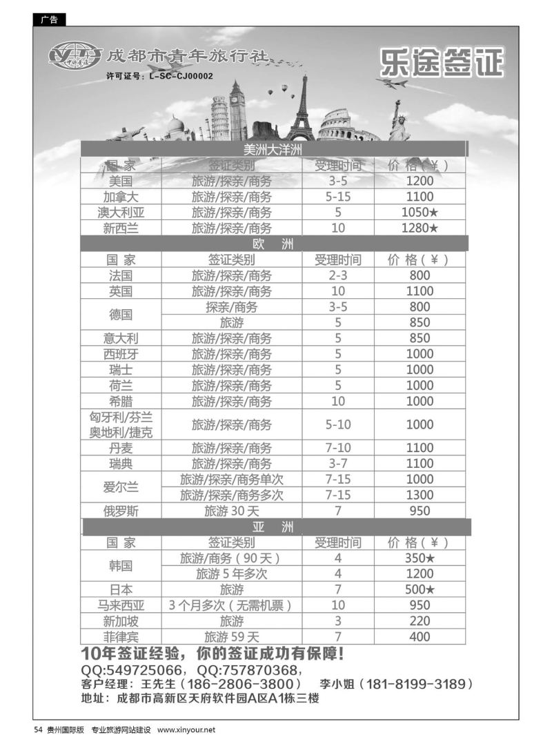 54  四川省成都市青年旅行社-乐途签证