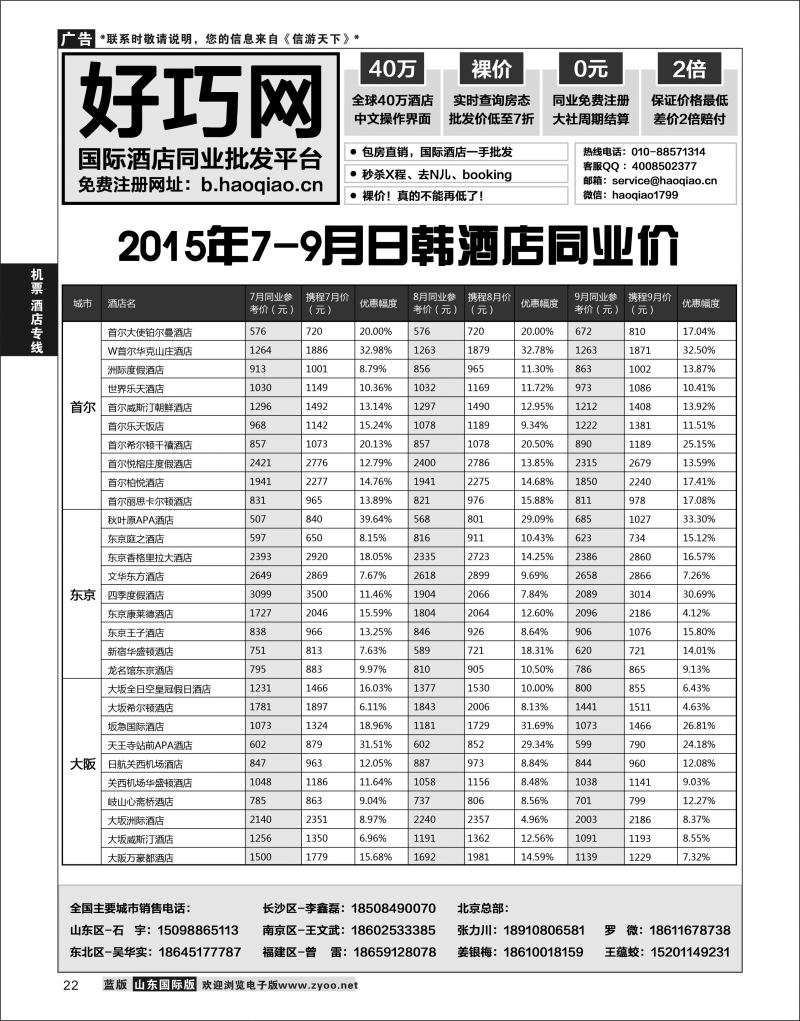 22 好巧网-国际酒店同业批发平台  机票酒店专线