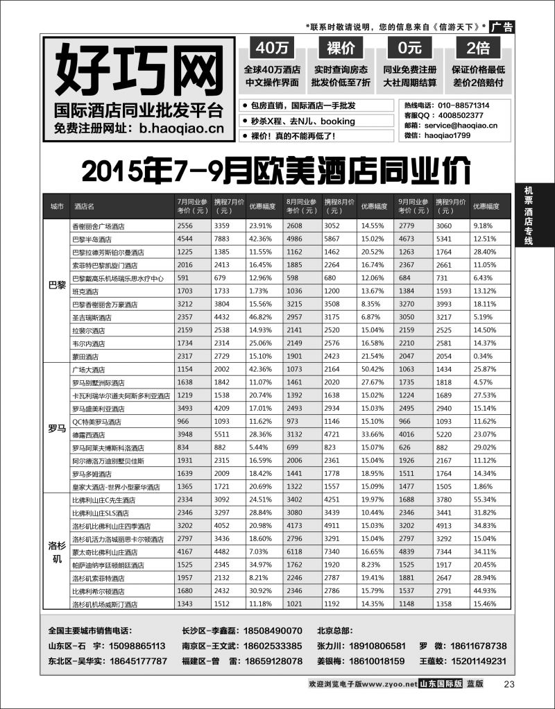 23 好巧网-国际酒店同业批发平台  机票酒店专线