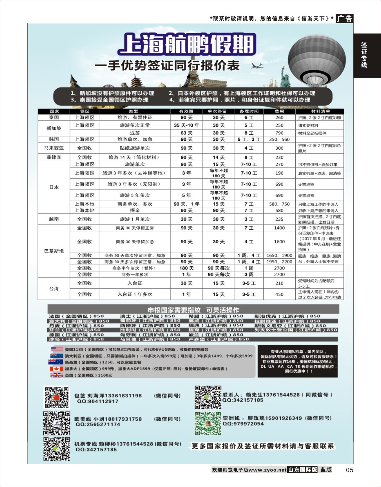 5 上海航鹏假期-签证.机票  签证