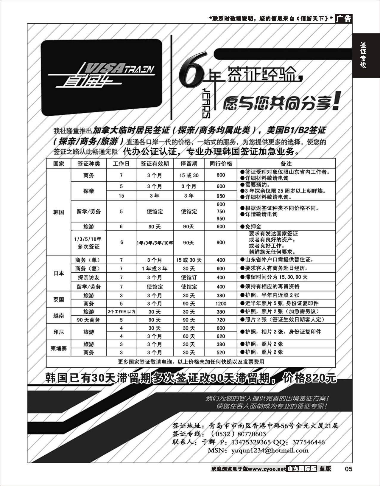5 visa train签证直通车