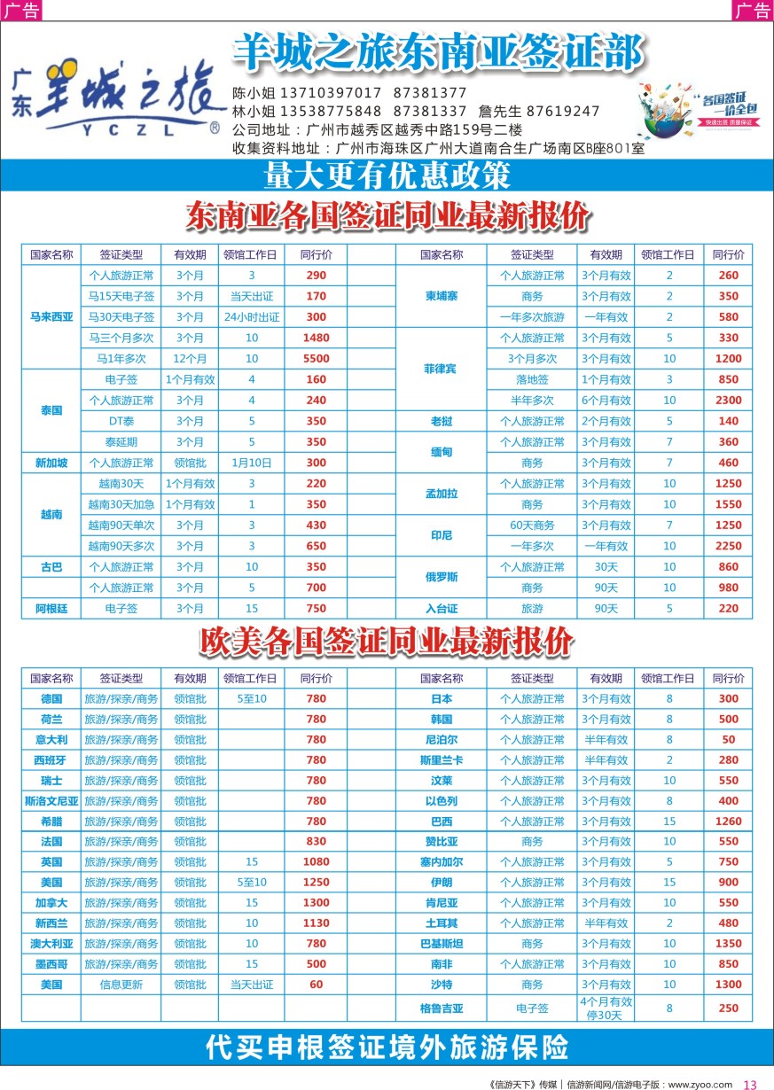 r彩013  广东羊城之旅签证
