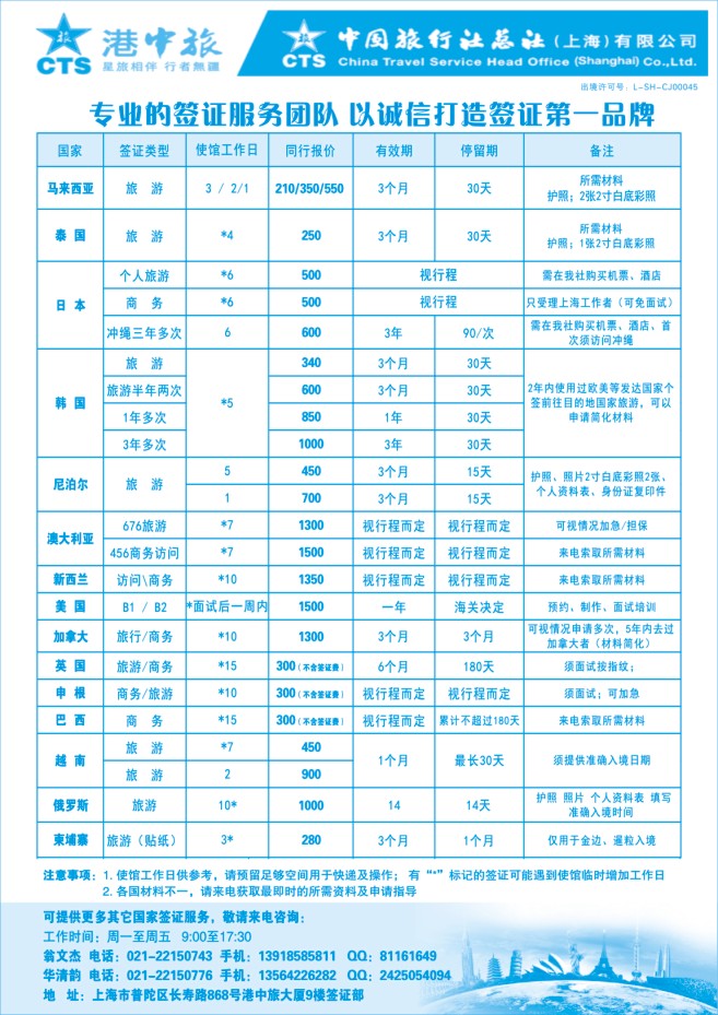 181.港中旅●签证中心