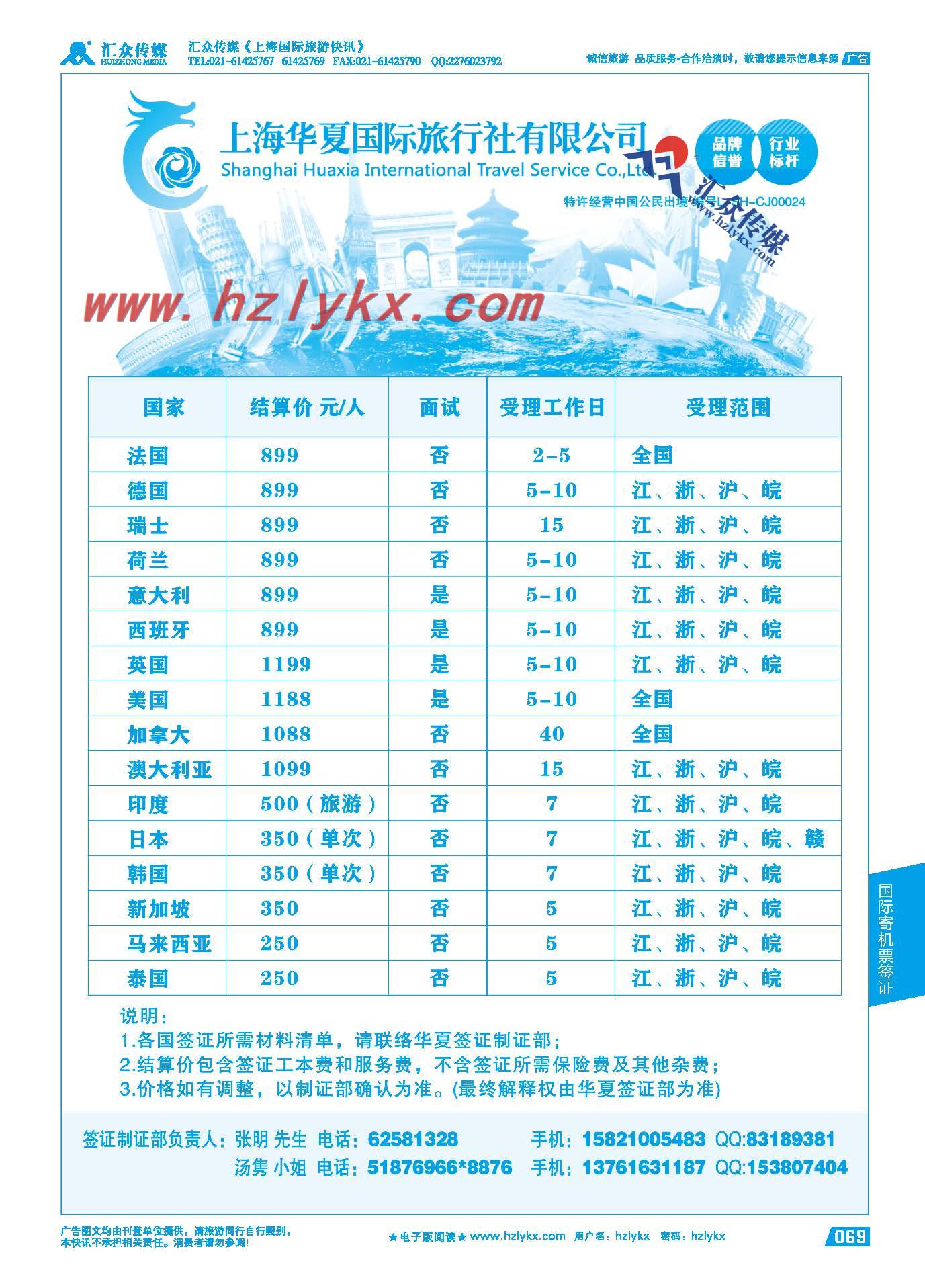 69.上海华夏国旅●签证