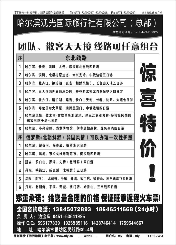 223哈尔滨观光T