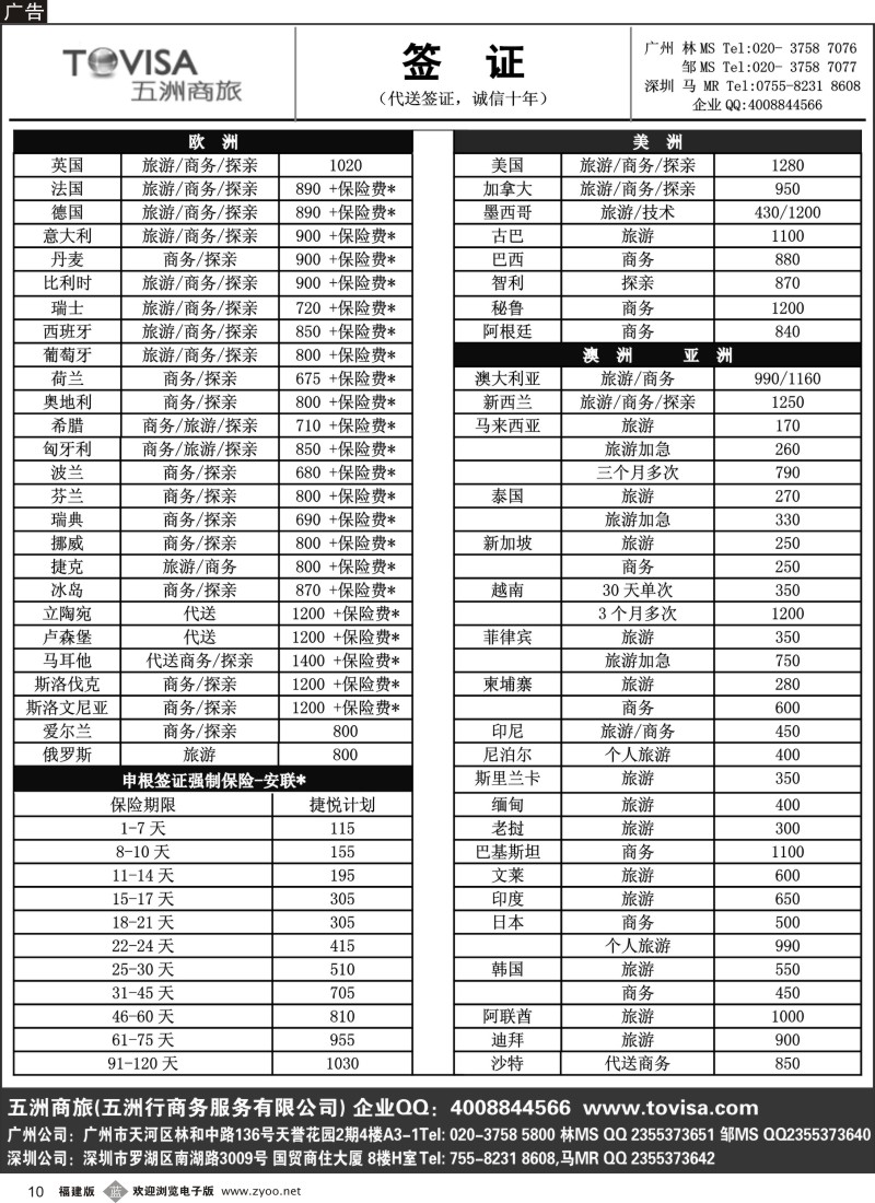b10 五洲商旅各国签证
