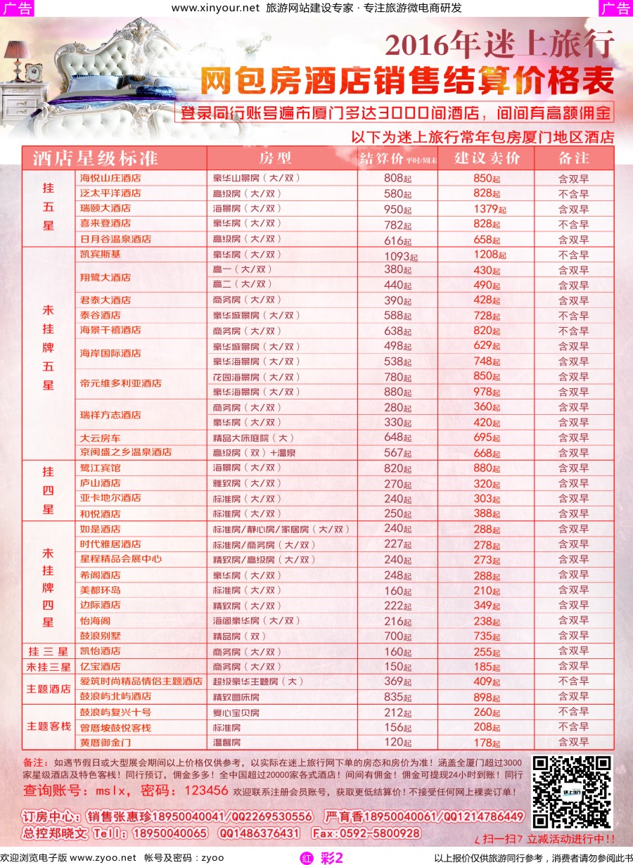 r彩02 厦门逍遥游国际旅行社－订房同行结算表