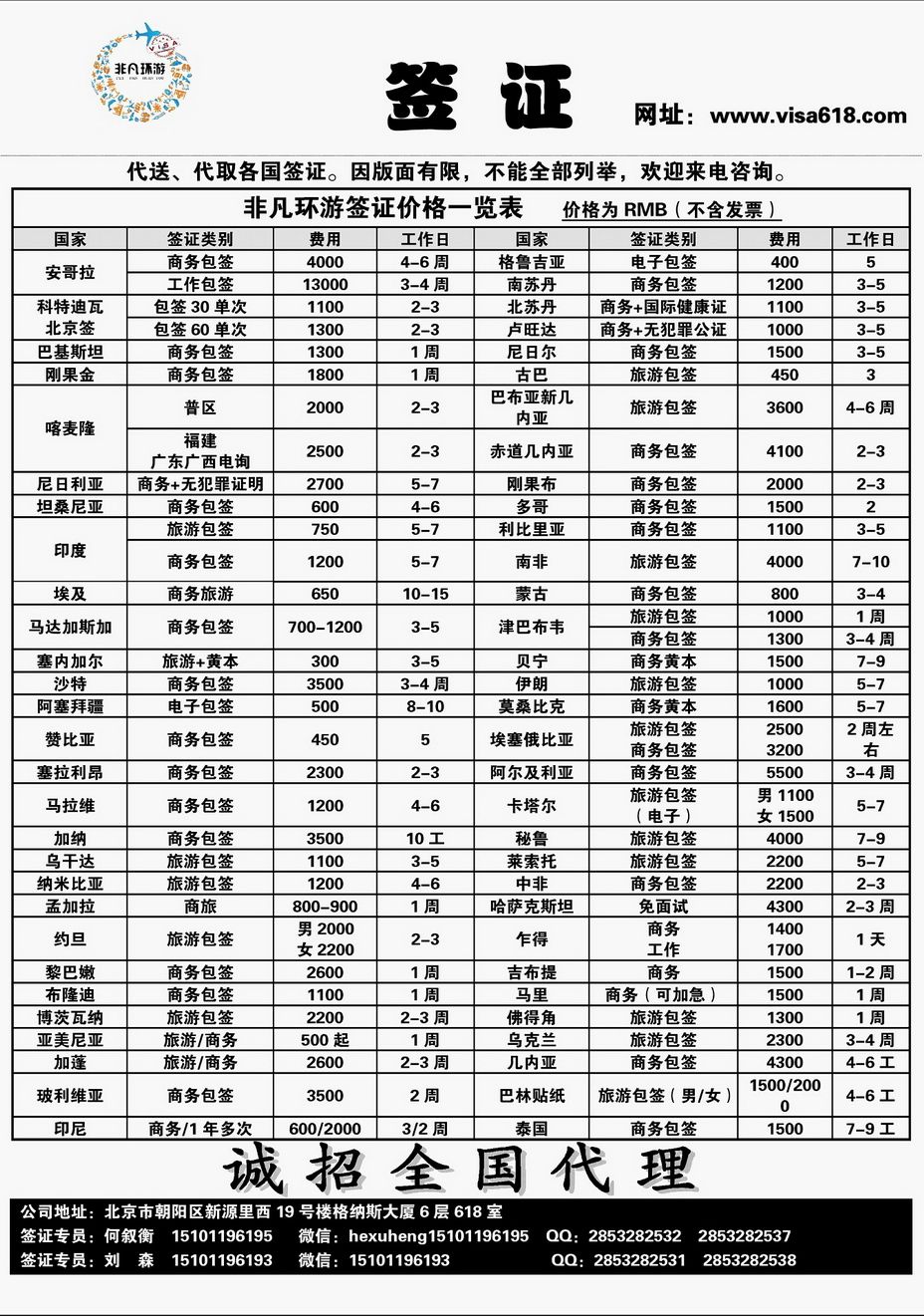 016[内199]&nbsp;非洲签证批发